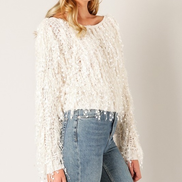 Sweaters - FRINGE SWEATER TOP